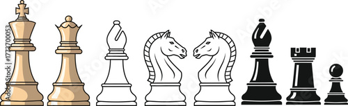 Chess pieces vector illustration for board game design asset