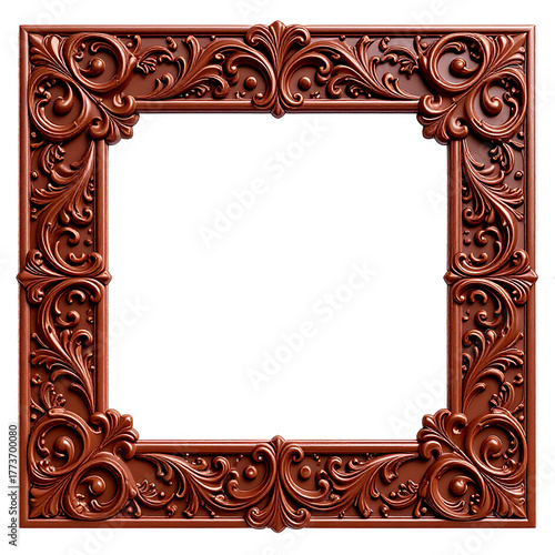 Square Chocolate Brown Ornate Frame with Rococo Decorative Design