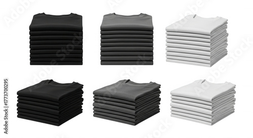Stacked folded shirts isolated on a transparent background