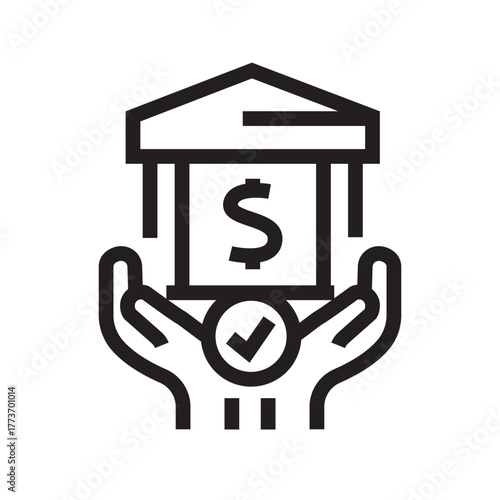 monetary policy black line icon for digital and print projects.