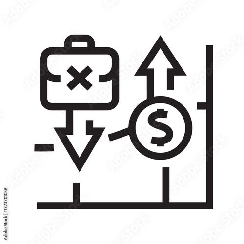 phillips curve black line icon for digital and print projects.