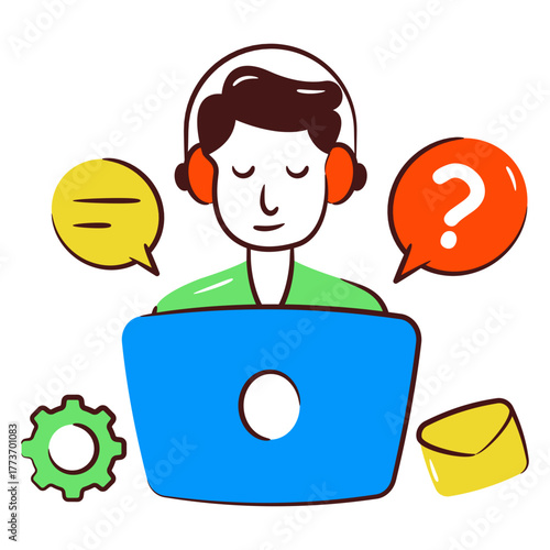A colored design icon of customer service representative