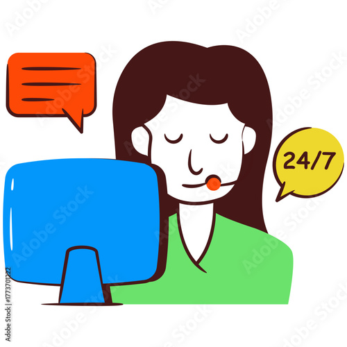 A colored design icon of customer service representative