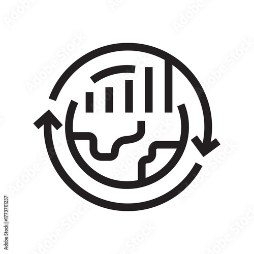 economic cycles black line icon for digital and print projects.