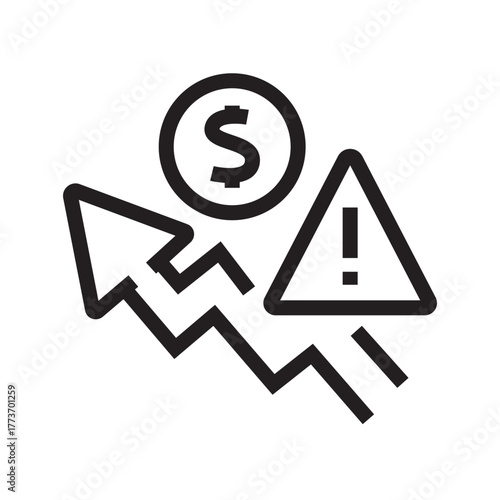 
hyperinflation black line icon for digital and print projects.