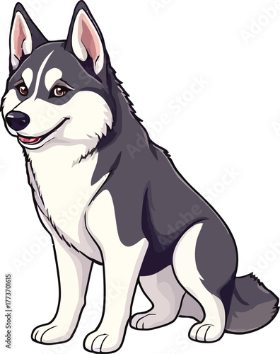 Cute cartoon a illustrator vector Siberian Husky