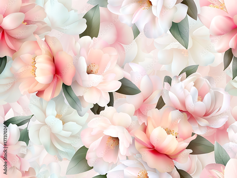 Fototapeta premium Elegant Floral Background with Soft Pink and White Blossoms for Beautiful Design Projects
