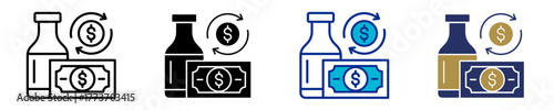 Investment Bottle  Icon Set Multiple Style Collection