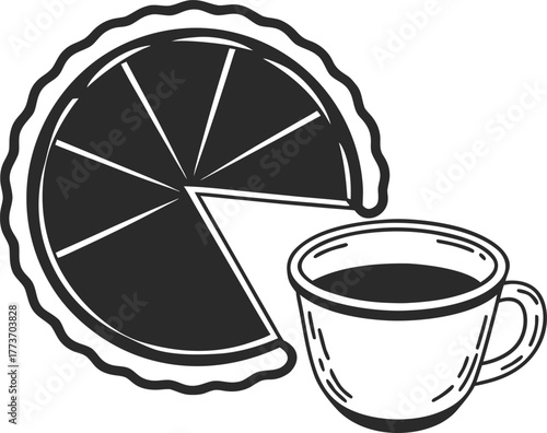 Cozy morning coffee cup and citrus slice with cinnamon stick concept isolated on transparent background