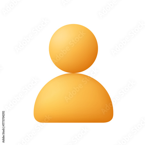 Yellow user profile icon with head and body, avatar symbol. User interface, account, profile, person and identity concept. 3d vector icon. Cartoon minimal style.