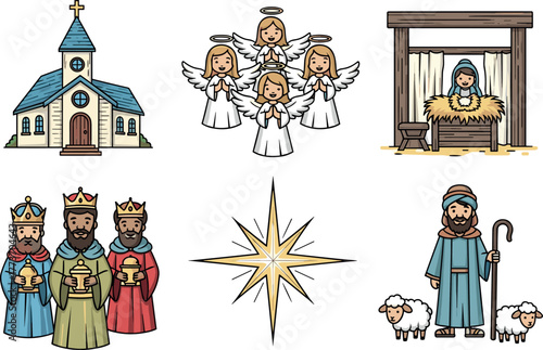 Nativity Scene Icon Set