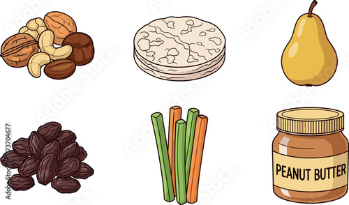 Healthy Snack Ingredients: Nuts, Fruit, and Peanut Butter