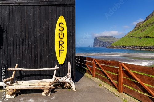 Photography surf shop in Tjornuvik Beach on Streymoy Island in the Faroe Islands