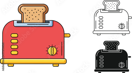 Toaster vector illustration kitchen appliance bread breakfast