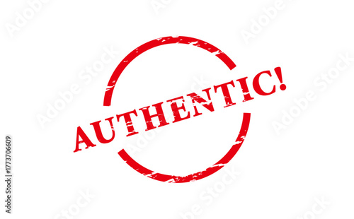 AUTHENTIC! - Red Rubber Stamp with text AUTHENTIC!
