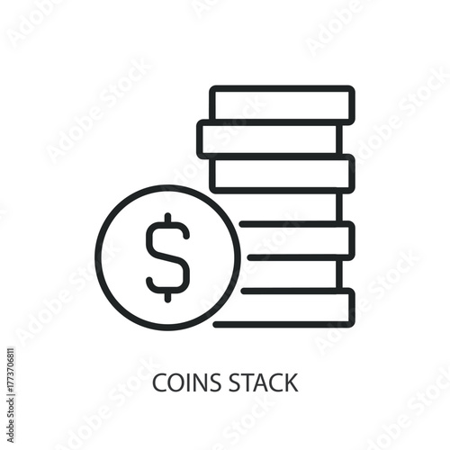 Coins stack thin line icons. Original vector illustration.
