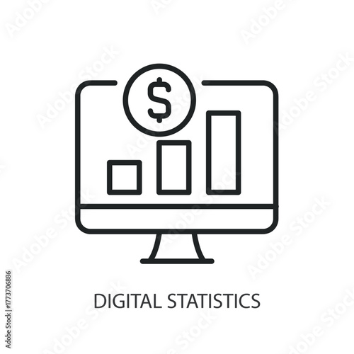 Digital statistics thin line icons. Original vector illustration.