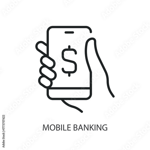 Mobile banking thin line icons. Original vector illustration.