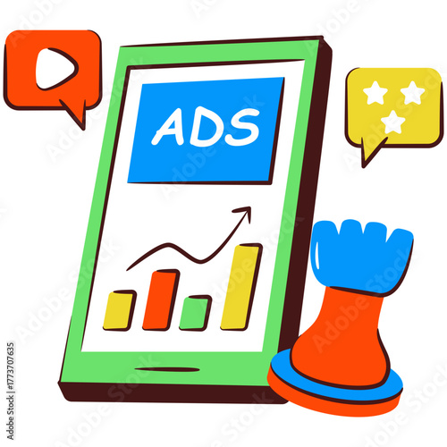 Premium download icon of mobile ad analytics