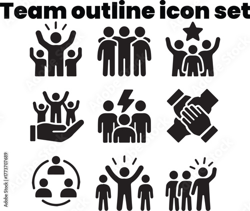 Motivation Inspiration and Positive Team Spirit Collaboration Icon Set
