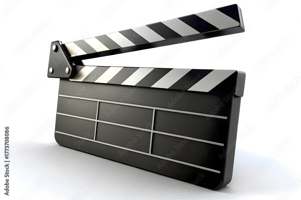 Fototapeta premium Movie clapperboard isolated on white background used in film production