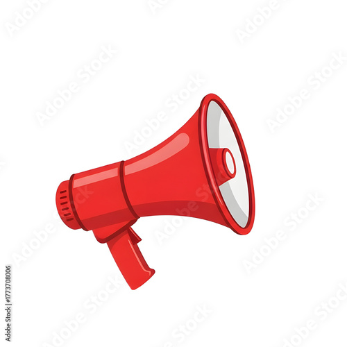 Red Megaphone with White Speaker Cone Handheld Device