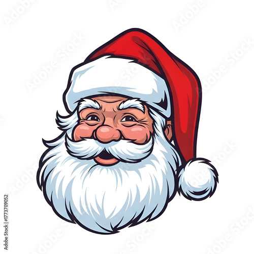 Santa Claus Face Head Portrait Old Man White Beard Hat