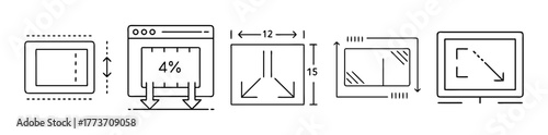 Icon set of screen dimension measurement and scaling