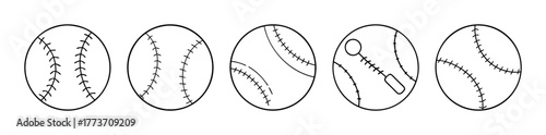 Simple baseball line art illustrations sport symbols