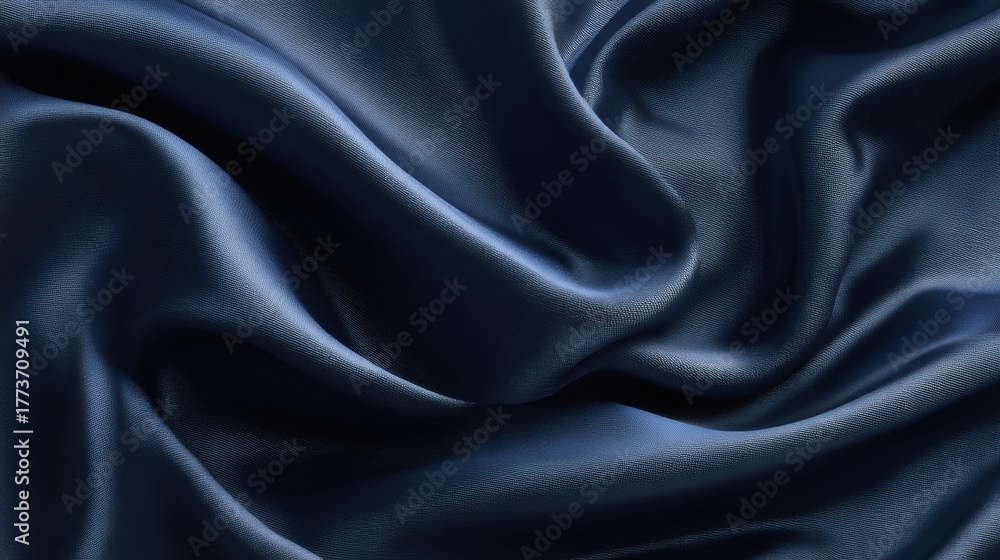 Fototapeta premium Luxurious navy blue silk satin texture creating a soft and elegant background ideal for various creative projects and designs with high fidelity detail