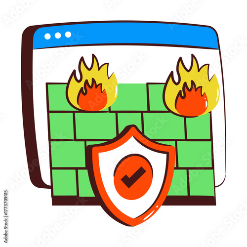 An editable design icon of firewall