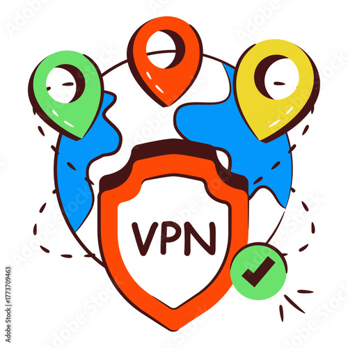 doodle design icon of secure VPN