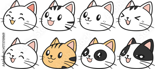 Cute Cartoon Cat Vector Illustration | Kawaii Kitten Clipart Design