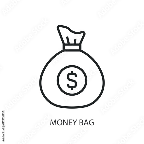 Money bag thin line icons. Original vector illustration.