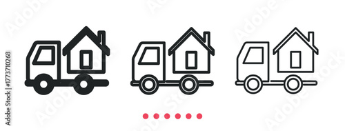 House on wheels icon. Thin line icon vector