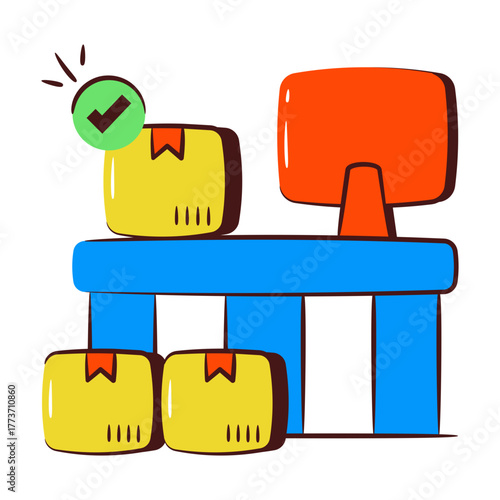 A doodle design icon of logistic reception