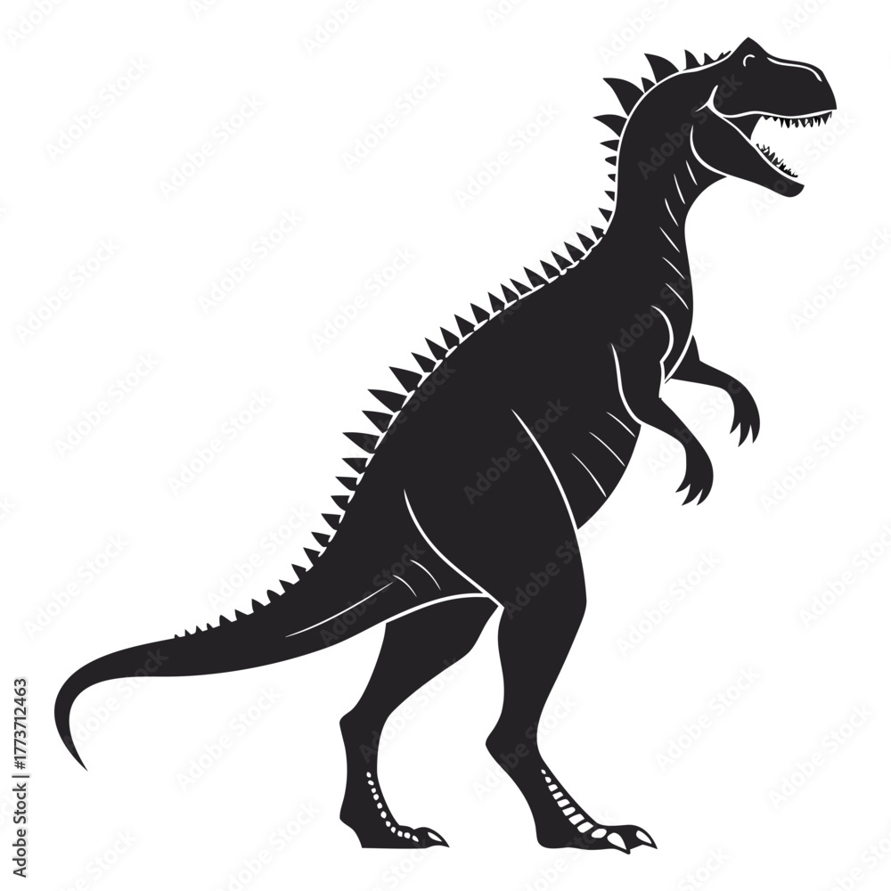 Fototapeta premium tyrannosaurus rex dinosaur vector illustration on transparent background. Tyrannosaurus Rex black silhouette vector illustration. T-Rex dinosaur icon isolated on a white background.