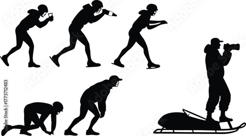 Dynamic luge athlete silhouettes showing speed and competition, originally a scalable vector graphic, now in PNG format for broader use