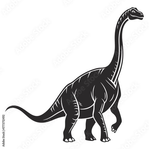 dinosaur vector illustration on transparent background. Dinosaur vector suitable for a wild animal icon, sign, or symbol. A Brachiosaurus silhouette with a long neck and tail. 