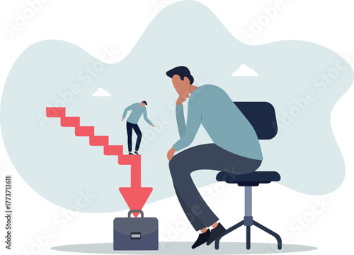 Capital loss or losing money from investment, stock market go down or decline, recession or economic slow down, stock market crisis concept.life and employment of people.