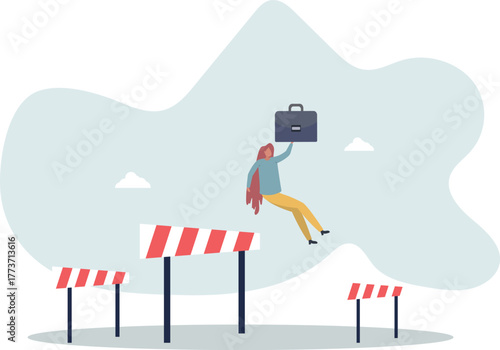 Overcome obstacle or challenge, success journey or aspirations, determination, progress or effort to overcome difficulty concept.life and employment of people.