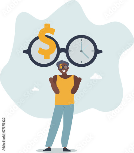 Time is money, investment profit or pension fund, value price or long term investing, saving money or debt payment, financial freedom concept.life and employment of people.