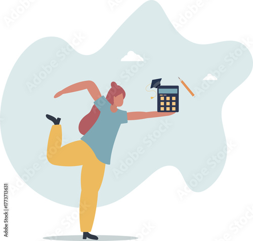 Student loan calculation, education budget allocation, university expense and debt pay off or scholarship payment concept.life and employment of people.