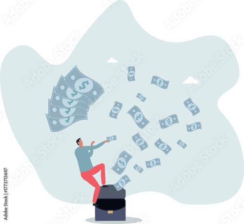 Success and wealthy fortune entrepreneur, investment profit and earning, FED stimulus monetary policy concept.life and employment of people.