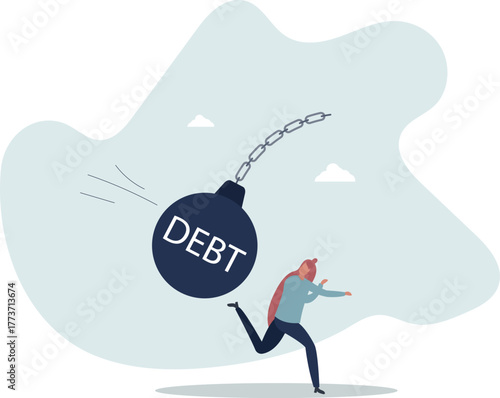 Debt problem, obligation or financial loan crisis, liability or credit failure, no money to pay for debt, mortgage default concept.life and employment of people.