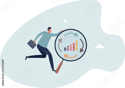 Economic cycle to study up and down on stock market, booming or recession,life and employment of people.