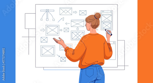 Woman Designing User Interfaces On Digital Board For Website Or Application Development