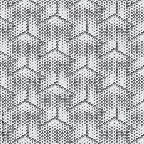 mosaic pattern made from hexagonal honeycomb shape, black and white vector illustration