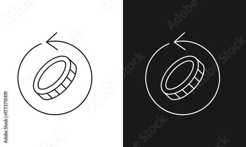 Financial Transaction Icon with Coin and Refresh Arrow for Currency Exchange, Recurring Payments, and Cashback.