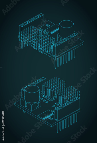 Servo shield isometric blueprints